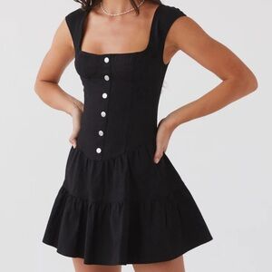 Peppermayo Black Isabella Denim Bustier Dress